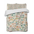 thumbnail image 1 of Full Size Quilt Bedding Set, Teal Orange Eucalyptus Reversible Summer Quilt 3 Pieces, Spring Botanical Leaves Lightweight Bedspreads Coverlets with 2 Pillow Shams for All Seasons, 1 of 5