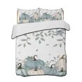 thumbnail image 1 of Full Size Quilt Bedding Set, Teal Pumpkins Fall Reversible Summer Quilt 3 Pieces, Thanksgiving Autumn Leaves Botanical Lightweight Bedspreads Coverlets with 2 Pillow Shams for All Seasons, 1 of 5