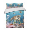 thumbnail image 1 of Full Size Quilt Bedding Set, Turtle Coastal Reversible Summer Quilt 3 Pieces, Nautical Ocean Summer Beach Coral Octopus Lightweight Bedspreads Coverlets with 2 Pillow Shams for All Seasons, 1 of 5