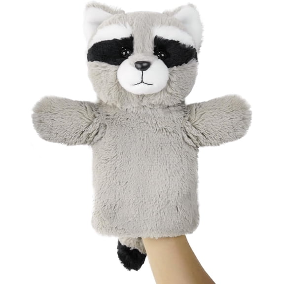 Full-Size Raccoon Hand Puppet, Forest Animal Plush Toy, Preschool Learning Classroom Supply, Family Fun Creative Storytelling Accessory