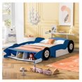 Full Size Race CarShaped Platform Bed with Wheels and Storage, Wood