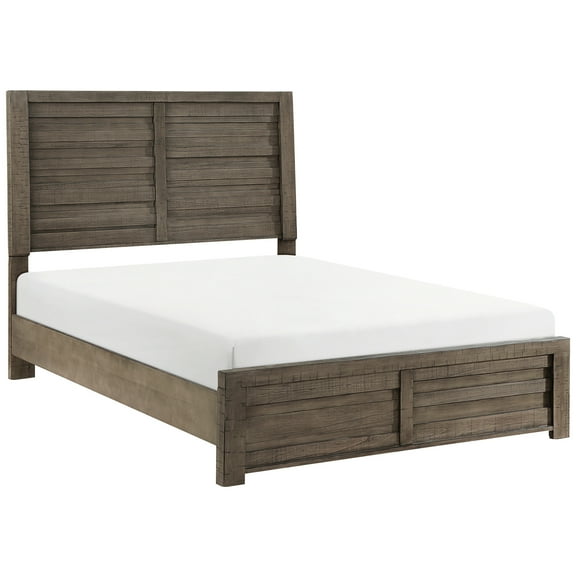 Full Size Rustic Bedroom Bed With Gray Finish, Wood Construction And Headboard/ Made Of Engineered