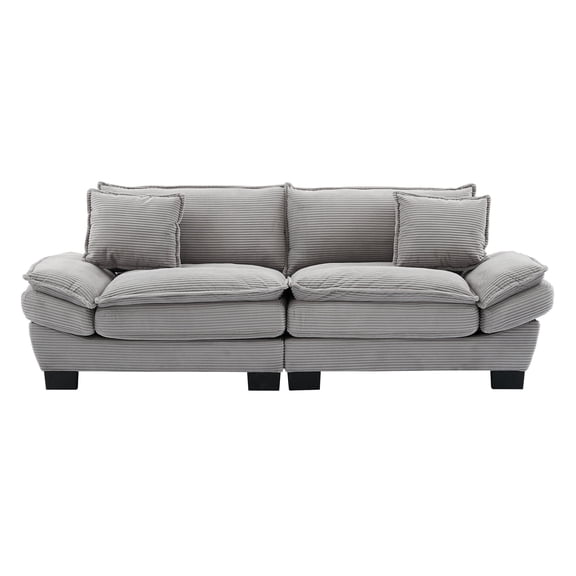 Full Size Rustic Sofas, Corduroy Sofa Sleeper Couch Loveseat Sofa with Pillows Comfy Upholstered Deep Seat Sofa for Bedroom,Living Room,Apartment,Office,Dorm-Light Grey Corduroy, Modern Sofas