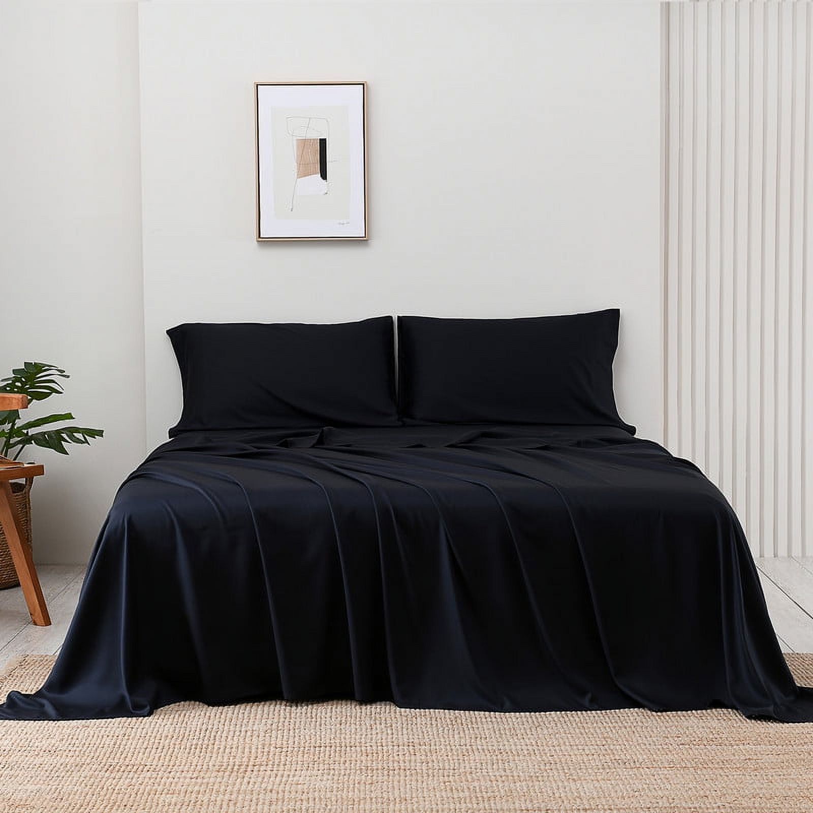 Full Size Sheet Set, 100 Viscose from Bamboo Sheets, Silky Soft 16" Deep Pocket Sheet Set