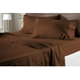 thumbnail image 1 of Full Size Sheet Set, 600 Thread Count Pima Cotton Bed Sheet Set, 100% Soft & Durable, Available in 26-30 Inch Mattresses, Soft & Durable Bedding Full Size (Stripe, Chocolate), 1 of 5