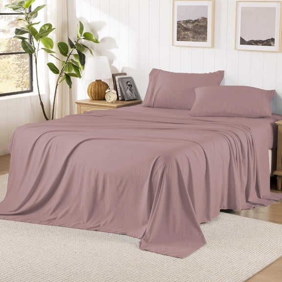 Full Size Sheet Set, Pre-Washed Microfiber, Ultra Soft, Cooling, Skin-Friendly, 4 Pcs Bedding Set (Lavender, Full)