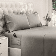 Full Size 4 Piece Microfiber Sheet Set with Deep Pocket Fitted Sheet, Soft Hotel Style Bedding, Embroidered Pillowcases