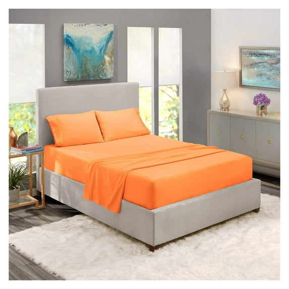Full Size Sheet Sets - 4 Piece Full Size Sheets, Deep Pocket, Hotel Luxury, Extra Soft, Breathable and Cooling, Light Orange Bed Sheets for Full Size Mattress