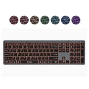 Full Size Silent Click Wireless Keyboard, RGB Backlit Rechargeable Bluetooth & USB Multi-Device Keyboard for Office, Compatible with Windows Mac iOS Android