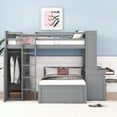 thumbnail image 1 of Full Size Solid Wood High Loft Bed with a Twin Size Stand-alone Bed, Shelves, Desk and Wardrobe, Thickened Wooden Higher Quality Loft Bed with Storage, 1 of 9