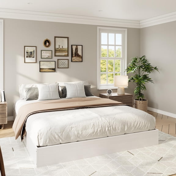 Full Size Solid Wood Platform Bed - Noise-Free Design with Wood Slat Support, No Box Spring Needed, Modern Minimalist Design, Easy Assembly, Natural Wood Finish