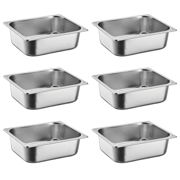 Full Size Steam Table Pans,6-Pack 13*10.24*5.9 inch Restaurant Steam Table Pans Commercial, Hotel Pan Made of Stainless Steel