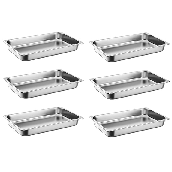 Full Size Steam Table Pans,6-Pack 20.87*13*2.36inch Restaurant Steam Table Pans Commercial, Hotel Pan Made of Stainless Steel