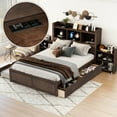 thumbnail image 1 of Full Size Storage Platform Bed With Pull Out Shelves, Twin Trundle, 2 Drawers & Charging Port, Framework, Drawers, Trundle Shelves, 1 of 7