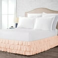 thumbnail image 1 of Full Size Tailored Drop Multi Ruffled Solid Bed Skirt with Adjustable Elastic Belt Microfiber Fabric Fade & Wrinkle Resistant Bed Frame Cover Easy to Fit & Care (16 Inch Drop, Peach), 1 of 4