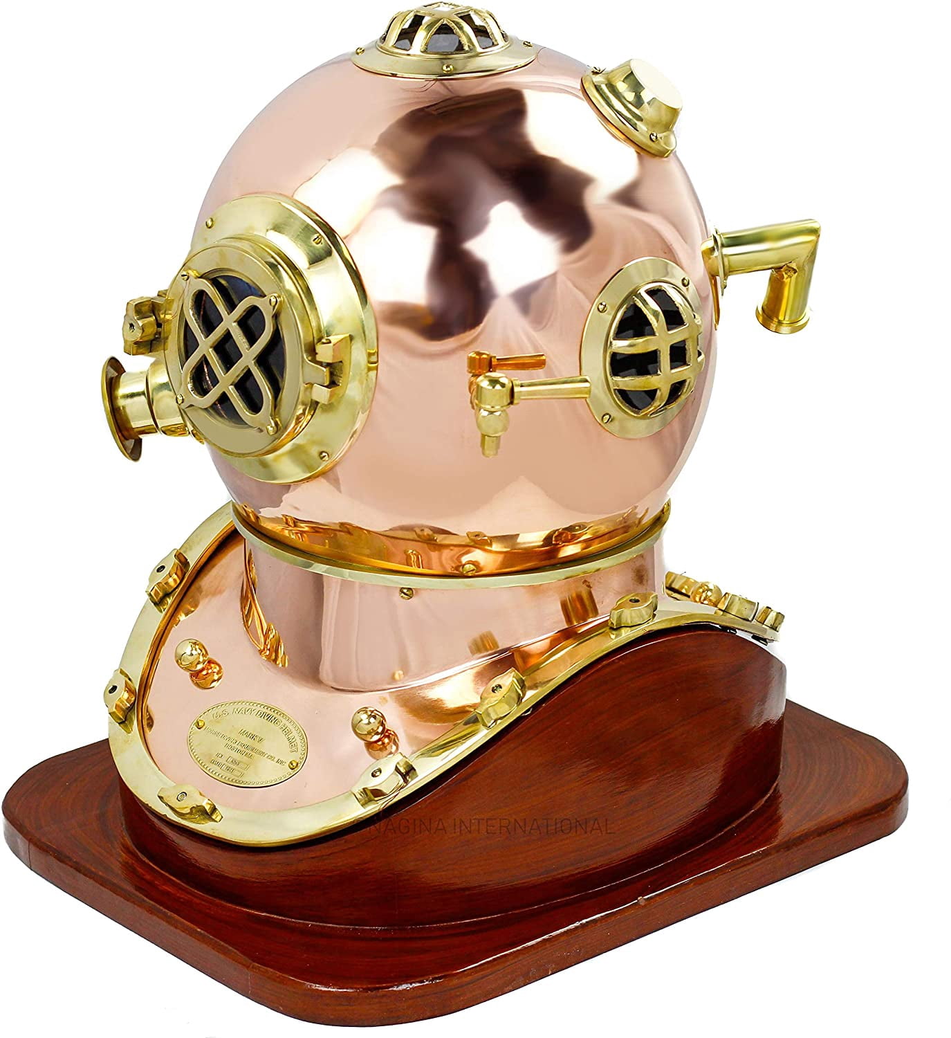 Full-Size U.S. Navy Mark V Copper & Brass Diving Helmet Replica with ...