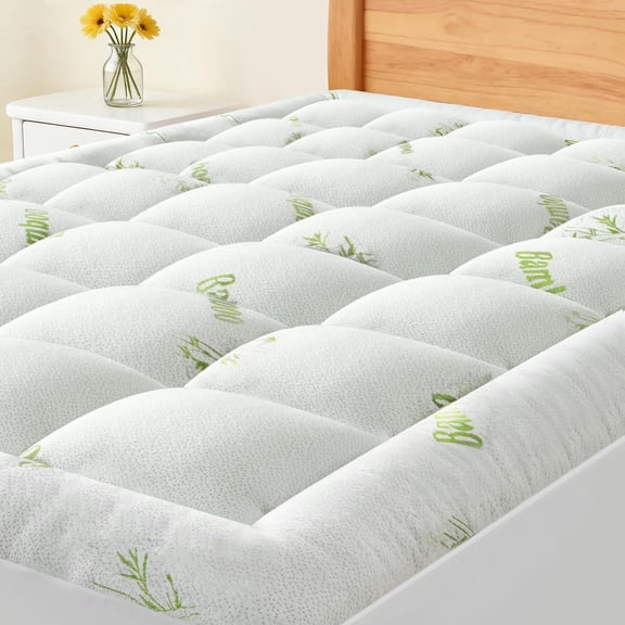 Full Size Ultra Soft Mattress Topper, Viscose Derived from Bamboo, Thick Pillow Top Mattress Pad with Deep Pockets, Soft Topper for Back Pain Relief, Breathable Cooling Material for Hot Sleepers
