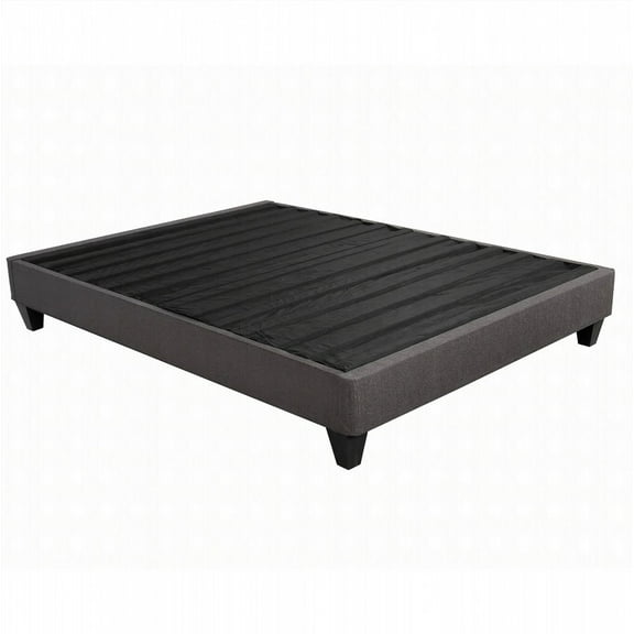 Full Size metal platform bed frame no box spring dark gray for master bedroom