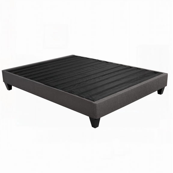 Full Size Upholstered Bed Frame Base, 14 in. High, Dark Gray Contemporary