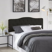 Naomi Home Cassandra Full size headboard only, Height Adjustable Full Size Bed Headboard, Button Tufted Headboard with 12 Positions, Metal Legs, Wall/Bed Mount, Linen Fabric headboard Full in Black