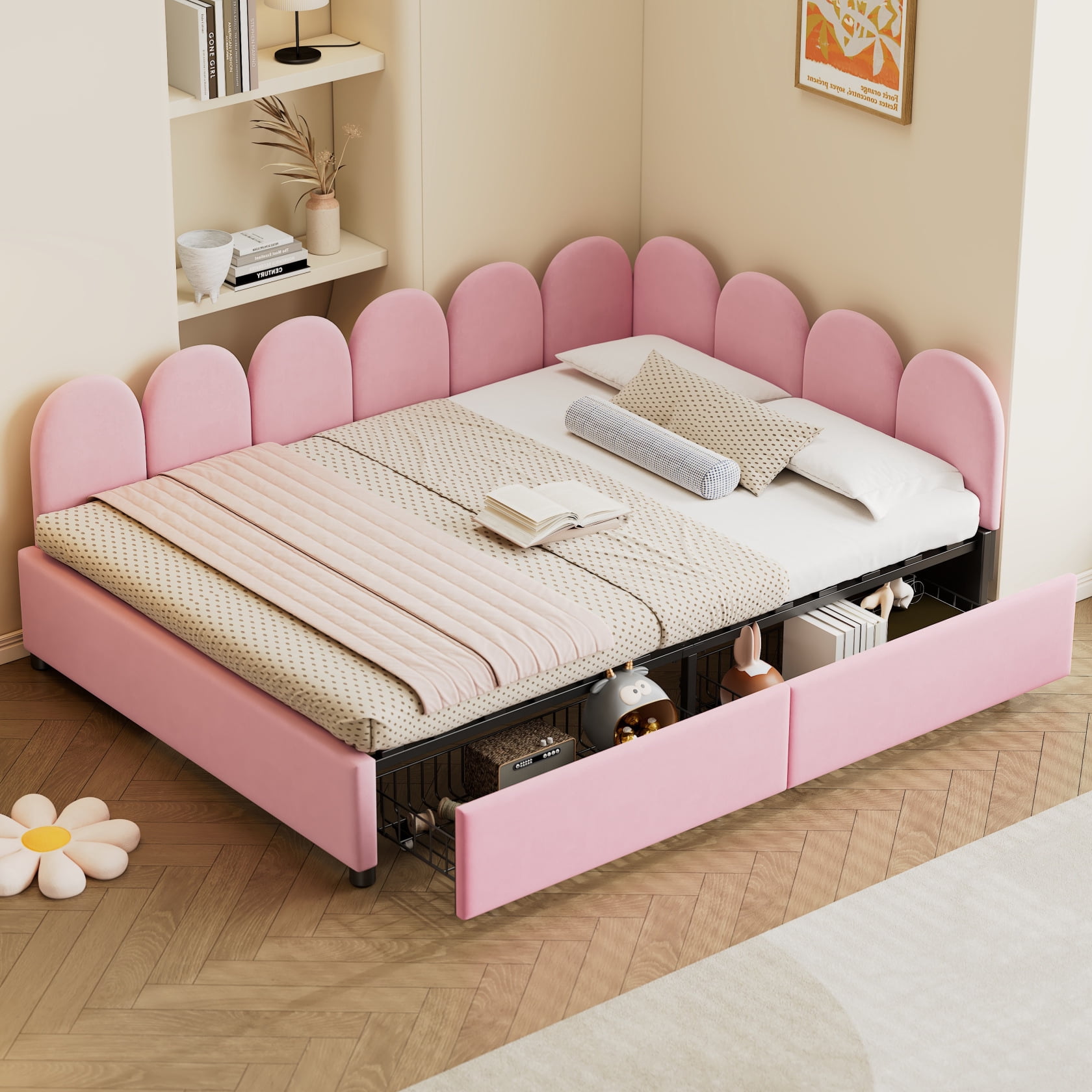 Picture Idea: Full Size Upholstered Daybed Platform Sofa Bed With Pull Out