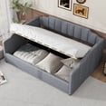 thumbnail image 1 of Full Size Upholstered Daybed with Underneath Hydraulic Storage, Linen Fabric Upholstered Sofa Bed with Sturdy Wood Slats Support and Solid Legs, Space-Saving Design (Gray), 1 of 9