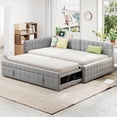 thumbnail image 1 of Full Size Upholstered Daybed with L-Shaped Backrest, USB Ports & Pull-Out Trundle, Modern Design, 1 of 8