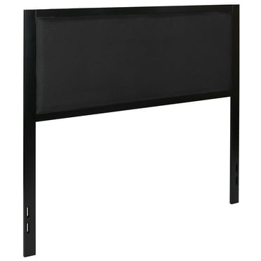 Full Size Upholstered Metal Panel Headboard in Black Fabric