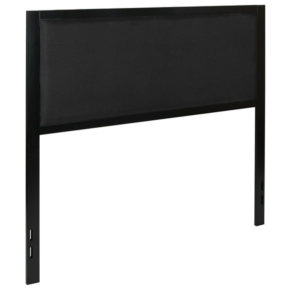 Full Size Upholstered Metal Panel Headboard in Black Fabric