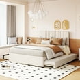 thumbnail image 1 of Full Size Upholstered Platform Bed With 2 Drawer And Trundle, Classic Headboard, Robust Plywood & , Maximize Bedroom Space, Effortless Assembly In Beige, Drawers Solid Wood Frame Construction,, 1 of 7