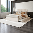 thumbnail image 1 of Full Size Upholstered Platform Bed with 2 Drawers and 1 Twin Size Trundle upholstered Bed Frame upholstered Platform Bed Frame Classic Headboard Design, 1 of 9
