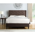 thumbnail image 1 of Full Upholstered Platform Bed Frame with 51" Tall Headboard - Button Tufted Linen Bed - Brown - Oliver & Smith - Astor, 1 of 3