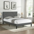 thumbnail image 1 of Full Size Upholstered Platform Bed Frame with Headboard, Easy Assembly Included, No Box Spring Needed, Gray, Fits All Mattress Types, 1 of 9