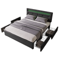 thumbnail image 1 of Full Size Upholstered Platform Bed Frame With LED Lights Adjustable Headboard 4 Storage Drawers For Home Bedroom, 1 of 9