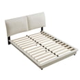 thumbnail image 1 of Full Size Upholstered Platform Bed with Light and Upholstered Headboard, 600lbs Load Capacity Wood Bed Frame, 1 of 8