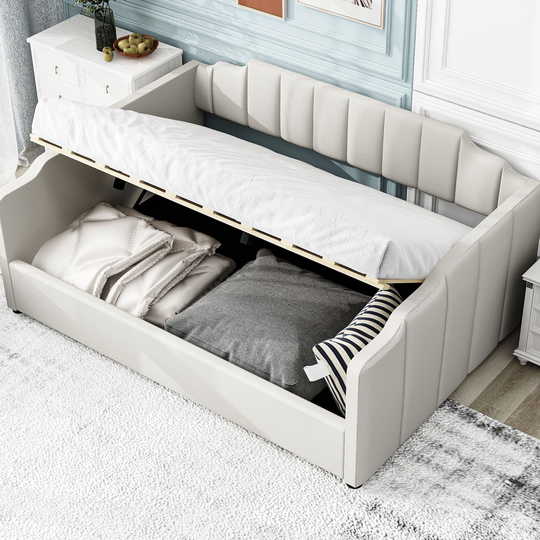 Full Size Upholstered White Daybed | Clean Design for Any Bedroom ...