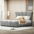 Full Size Upholstered Wood Platform Bed, Velvet Upholstered Bed with