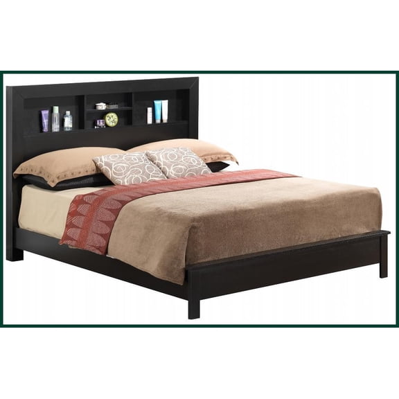 Full Size Upholstered Wood Storage Bed Frame - No Box Spring Needed, Black Transitional Style for Bedroom