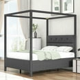 thumbnail image 1 of Full Size Upholstery Canopy Platform Bed with Four Support Legs, Gray, 1 of 9