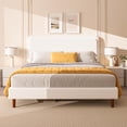 thumbnail image 1 of Full Size White Boucle Cloud Platform Bed Frame with Adjustable Headboard and Solid Wooden Legs, No Box Spring Needed, 1 of 8