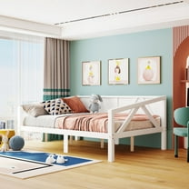 Full Size White Daybed with Solid Wood Modern Sofa Bed for Living Room Bedroom