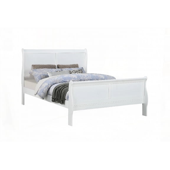 Full Size White Louis Phillipe Bracket Feet Bed Bedroom Furniture