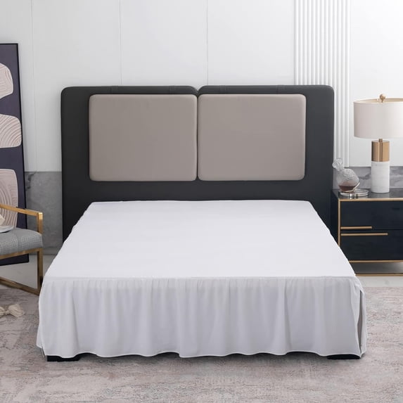 Full Size White Ruffled Bed Skirt, 12-Inch Drop with Split Corners ...