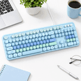 Full Size Wired Computer with Large Print Keys, Blue, 104 Keys for ...