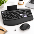 Full Size Wireless and Mouse Set, Purple Black, Wave Design with Palm ...