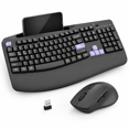 Full Size Wireless and Mouse Set, Purple Black, Wave Design with Phone ...