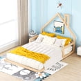thumbnail image 1 of Full Size Wood Bed With Delightful House-shaped Headboard - Natural, Solid Pine + , No Spring Box, Assembly Process Elegant Construction, 1 of 7