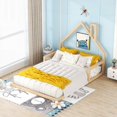 thumbnail image 1 of Full Size Wood Platform Bed with Natural Finish, No Box Spring Needed for Bedroom, 1 of 16