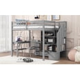 thumbnail image 1 of Mirightone Full Size Wood Loft Bed, Multifunctional Full Bed Frame with L-Shaped Desk and Drawers, Cabinet and Storage Staircase, Gray, 1 of 10