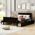 thumbnail image 1 of Full Size Wood Platform Bed with 4 Drawers,Storage Bed Frame with Streamlined Headboard and Footboard for Kids, Teens, Boys, Girls,Wooden Slats Support, No Box Spring Needed,Espresso, 1 of 8